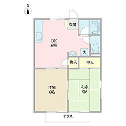 アーバンハイツB 2DKの間取図画像
