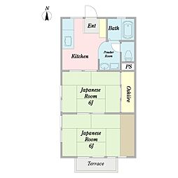 しんまちハイツ5 2Kの間取図画像