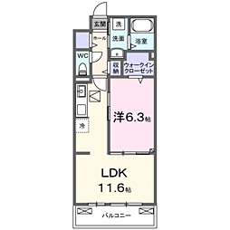 クルタ ラプシ 1LDKの間取図画像