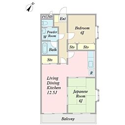 リトルCity弐番館 2LDKの間取図画像