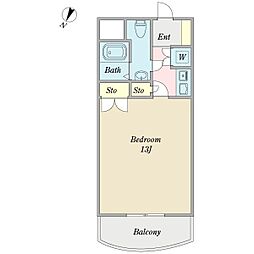 オルトせんげん台 1Kの間取図画像