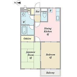 ティアラ・ガーデンA 2DKの間取図画像