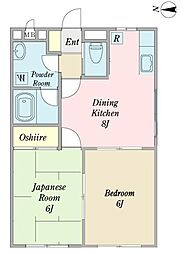 ティアラ・ガーデンA 2DKの間取図画像