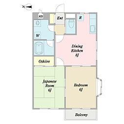 ティアラ・ガーデンB 2DKの間取図画像