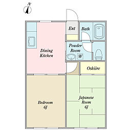 ペンギンハウス 2DKの間取図画像