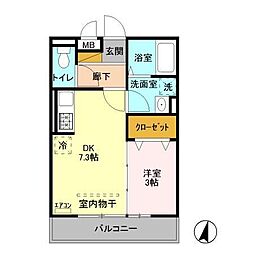 利根レジデンス 1DKの間取図画像