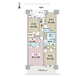 クレアガーデン玉川上水 3LDKの間取図画像