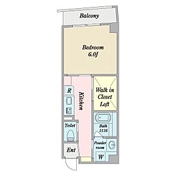 Ｖｅｒｔ　Ｈｉｌｌｓ立石 5階1Kの間取り