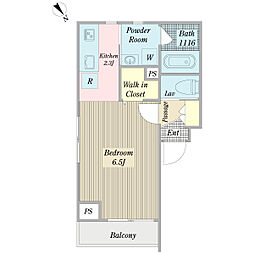 ラカノスS2 1Kの間取図画像