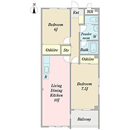インペリアルコート 2LDKの間取図画像