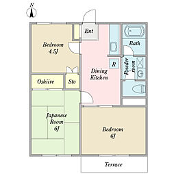 スリーピース弐番館 3DKの間取図画像