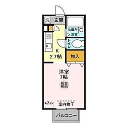パセオおゆみ野 1Kの間取図画像