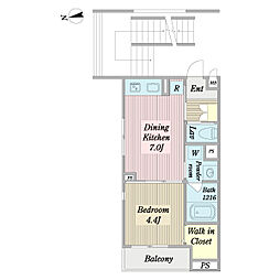 L'ARLECCHINO HANEDA 1DKの間取図画像