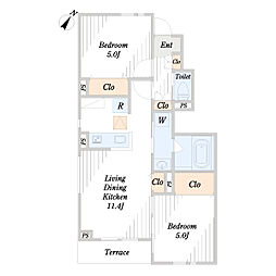 ゼフィール 2LDKの間取図画像