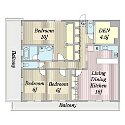 トレ・ベール 2SLDKの間取図画像