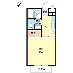 レジデンスNO.6 1Kの間取図画像