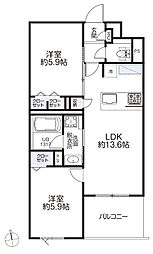 リーフガーデン浦安 2LDKの間取図画像