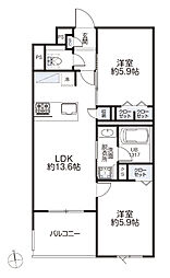 リーフガーデン浦安 2LDKの間取図画像