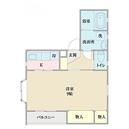 リバーロードes 1Kの間取図画像