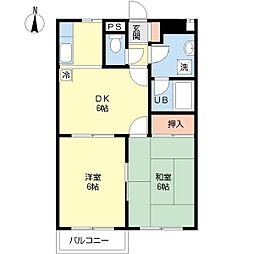 エレガンス共栄 2DKの間取図画像