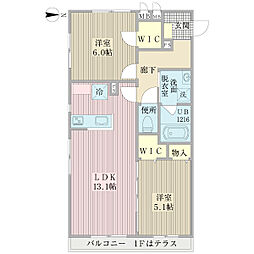 プランタン桜並木 2LDKの間取図画像