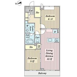 ケイベルグ 2LDKの間取図画像