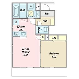 クレールK 1LDKの間取図画像