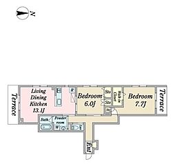 Rion仲町台 2LDKの間取図画像