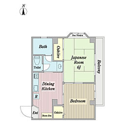 シーダー川崎 2DKの間取図画像