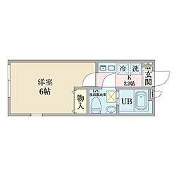 ビューラー鹿島田 1Kの間取図画像