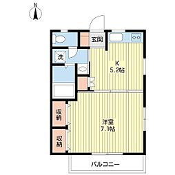 グリーンサイド日吉 1DKの間取図画像
