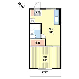ハニーハイツ松野 1DKの間取図画像