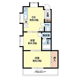 M&Mモリカワ 2DKの間取図画像