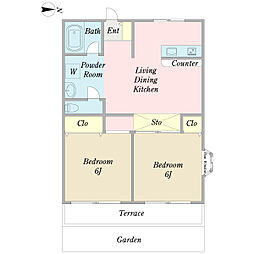 クラール日吉 2LDKの間取図画像