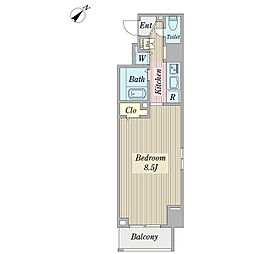 プロシード新横浜 1Kの間取図画像