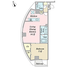 ラピスガーデン 1LDKの間取図画像