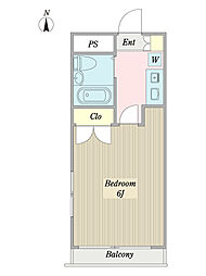 クレスト小金井 1Kの間取図画像
