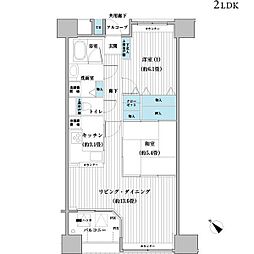 ベルタワーアネックス 8階2LDKの間取り