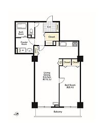 シーリアお台場一番街（ＳＡ借上） 21階1LDKの間取り