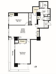 シーリアお台場三番街4号棟 2LDKの間取図画像