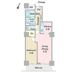 UR都市機構天王洲ビュータワー 1LDKの間取図画像