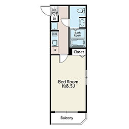 レイ市ヶ谷 1Kの間取図画像