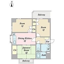 セリオ八番館 3DKの間取図画像