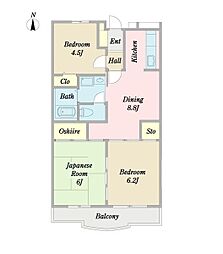 ドミール春江 3DKの間取図画像