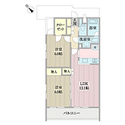 クレアール 3階2LDKの間取り
