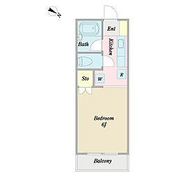 コーラルハイム 1Kの間取図画像