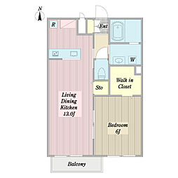 ノーブル 1LDKの間取図画像
