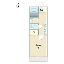 ウエスト弐番館 1Kの間取図画像