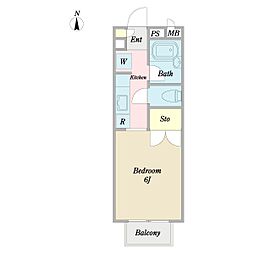 ジュネスブラウン 1Kの間取図画像