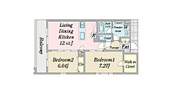 アイオライトヒデ 2LDKの間取図画像